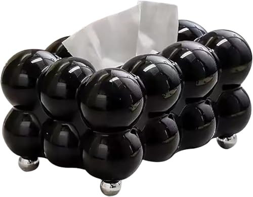Caja De Pañuelos Creativa, Soporte en Forma de Burbuja, Dispensador De Pañuelos Decorativos, Caja Pañuelos Papel (Negro)
