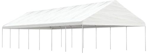 Xichuzi Pavillon mit Dach Weiß 15,61x5,88x3,75 m Polyethylen, Gartenpavillon, Faltpavillon, Pergola, Partyzelt, Standmarkise, Sonnenzelt, Garten Pavillion, Grillpavillon