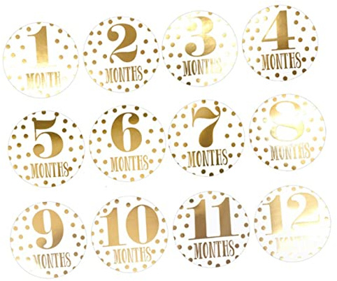 Pegatinas Mensuales para Ñiño, 12 Unidades de Papel para Fotos | Diseño de Números Únicos, para Compartir Su Crecimiento en Redes Sociales, Obsequio para Amiga Bebés