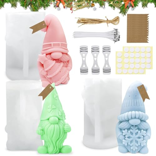 Silikonformen Gießformen, Silikonform Weihnachten Wichtel, 3D Kerzenformen Zum Gießen, Silikonformen Gießformen Weihnachten, Wichtel Gips Zum Gießen, für DIY Silikon Kerzen Gießform, Seifenform