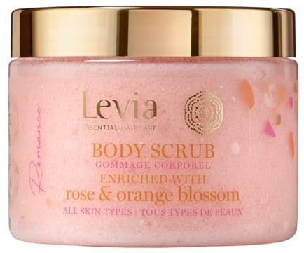 Levia – Body Scrub Romance – Gommage Corps Fleur d’Oranger & Huile de Rose – Exfoliation Douce, Teint Lisse & Uniformisé – Réduction du Sébum & des Imperfections – Parfum Floral Précieux – 350 ml