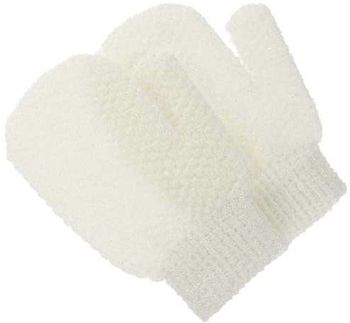 TOYANDONA 2pcs Exfoliating Gloves Shower Mitts Body Scrubbing Mitt Double-Sided Bath Mittens for Spa and Skin Care White Bathing Accessories for Adults