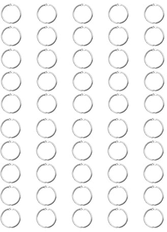 Cuixia 50Pcs Binder Rings, Silver Metal Key Ring Hoop and Ring Binders, Small Loose Leaf Binders Rings for Papers Index Cards, Flashcards Keychain Rings Office School Home