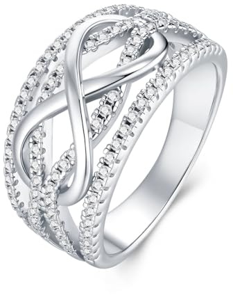 Whoiy Ringe Frauen Gold 750, Ringe Verlobung 18k Weißgold Unendlich mit Moissanite Eheringe Echtgold Damenring Größe 63 (20.1)
