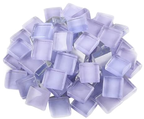 Selbstklebende Mosaikfliesen 300 g/10,58 oz (ca. Stück) 1 cm große quadratische Glasmosaikfliesen, DIY-Mosaik-Bastelmaterialien for Kinder, handgefertigte Mosaiksteine(Bluish Violet)