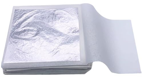 20 Stück essbare Blattsilberblätter, 2, 4 x 2, 4 Zoll Blattsilberblätter, essbares Papier für Schönheitsroutine, Make-up, Bäckerei, Gebäck, Kuchen, DIY-Kunsthandwerk, Möbel