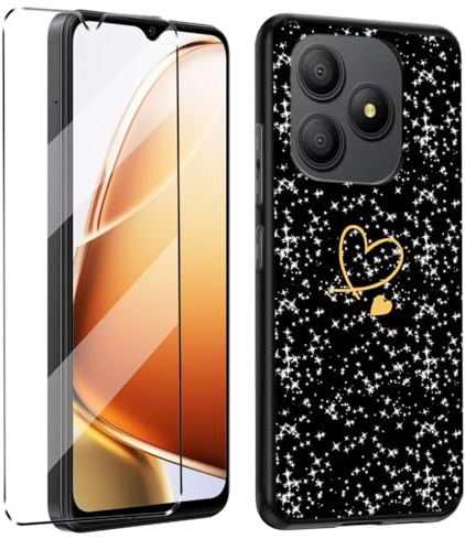 XueqinHu Case + Screen Protector Compatible with Blackview Wave 9C Phone case with Glass Protector, Slim Fit Soft TPU Shockproof Anti-Scratch Phone Case-wm89
