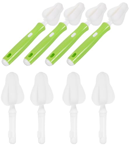 MUSISALY Brosse de Nettoyage Détachable Set Tête de Brosse de Rechange pour Biberon et Tétine en Éponge et Polyéthylène Nettoyage Sûr