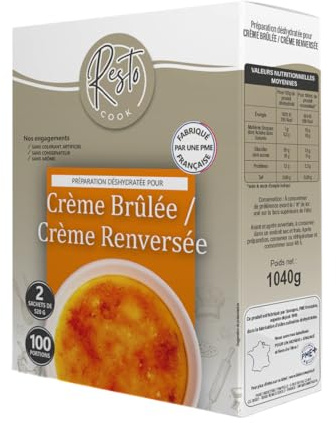 Resto COOK - Préparation Crème Brûlée Et Crème Renversée En Poudre 1040 g - Permet De Réaliser 100 Portions - Base Dessert Pour Restauration Professionnelle Et Usage Domestique - Fabrication Française