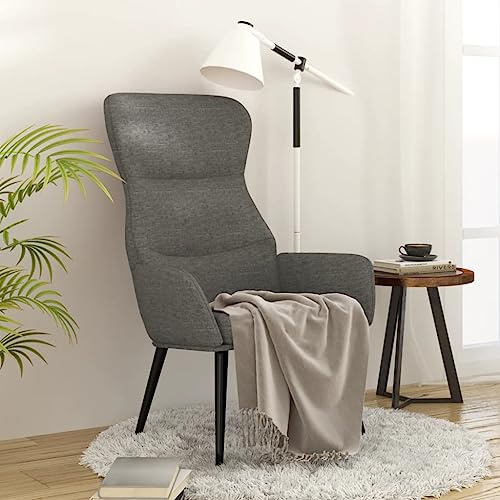 SooIarix Relaxfåtölj ljusgrå tyg, loungefåtölj med metallram, tjock vadderad, öronfåtölj för vardagsrum, sovrum, 70 x 77 x 94 cm