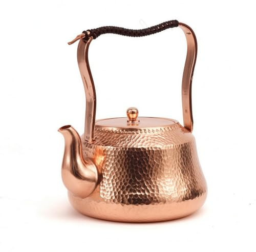 HuadaXtai Bouilloire à Cuivrée Théière Bouilloire de Cuisine Bouilloire Traditionnelle Chauffe Uniforme sur Cuisinière au Design, Array, Cuivre Couleur Originale, 1.2 Litre