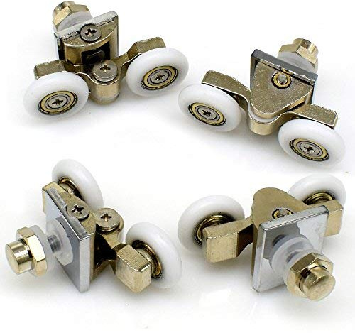Lot de 4 roulettes de porte de douche en alliage de zinc 25 mm