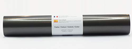 Selbstklebende Plotterfolie Vinylfolie 30,5 cm x 3 m glänzend 39 Farben zur Auswahl, Farbe:103 Anthrazit