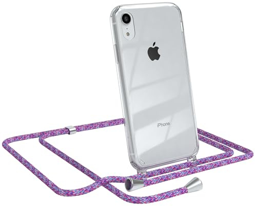 EAZY CASE Handykette kompatibel mit iPhone XR Handyhülle mit Umhängeband, Handykordel mit Schutzhülle, Silikonhülle, Hülle mit Band, Stylische Kette für Smartphones, Unicorn