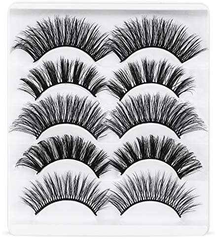 URAQT Pestañas Postizas, 5 pares de Pestañas de Aspecto Natural 3D, Paquete de Pestañas Suaves Reutilizables Hechas a Mano para Extensión de Pestañas de Maquillaje (Pack Mixto)