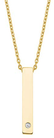 s.Oliver Kette mit Anhänger Edelstahl Damen Halsschmuck, mit Kristall, 42+3 cm, Gold, Kommt in Schmuck Geschenk Box, 2028472