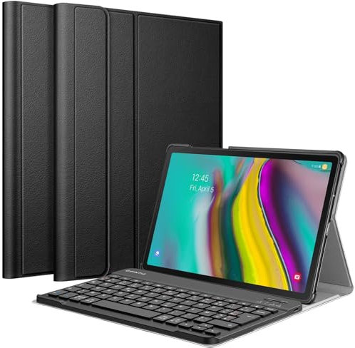 FINTIE Clavier pour Samsung Galaxy Tab S5e 10.5 Pouces 2019 (SM-T720 / SM-T725) - [AZERTY Français] Clavier Bluetooth sans Fil Détachable Housse Multipositions Etui de Protection, Noir