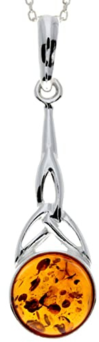 SilverAmber Jewellery Echter baltischer Bernstein in Cognac und keltischer Sterlingsilber-Anhänger ohne Kette – 708C