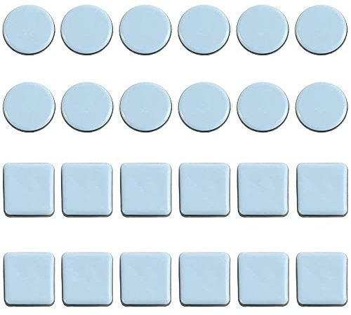 24 Pezzi Feltrini per Mobili, Scivola Teflon, Feltrini per Mobili In Teflon, Alianti per Mobili in PTFE, Aliante da Pavimento, 2 Forme, per Mobili Scorrevoli su Piastrelle e Pavimenti in Legno (25mm)