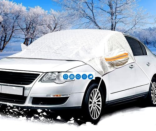 hifrom Frontscheibe Abdeckung, Auto Scheibenabdeckung Winterschutz mit Seitenspiegelabdeckung, Frontscheibenabdeckung Auto für die Gegen Schnee, EIS, Frost, Staub, Sonne(240 x 148cm)
