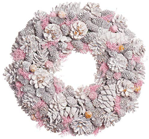 Pink Heather Christmas Wreath Front Door Garland Ornament Wreath Decoration | Winter Wreath, Whitewashed, Pine Cone, Pink Heather, Outdoor Decoration, Christmas Decoration