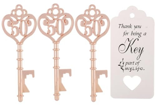 Layseri 24 Pack 50th Key Bottle Opener for 50th Birthday Party Favors 50 Key Beer Bottle Opener Favors Anniversaries Souvenirs Gifts Decoration (24, 50)