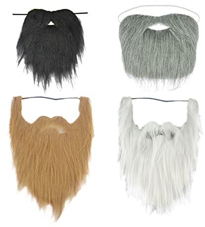 NITAIUN 4 Stück Gefälschte Bärte Schnurrbärte Halloween Lustiger Zubehör Falscher Kostüm Whisker für Weihnachtsfeier Erwachsene