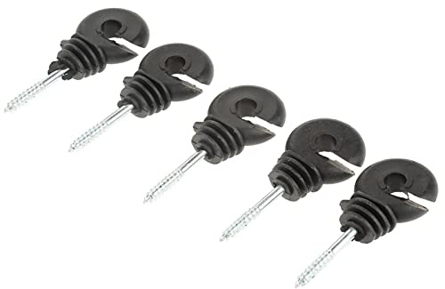 Dioche 50 Stück/Satz Ringisolatoren Weidezaun Isolatoren Schwarz Einschraubring Isolatoren Elektrozaun Zubehör für Holzpfosten