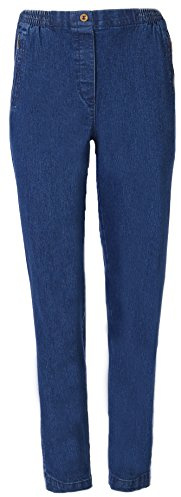 Eitex Seniorenmode24 Damen Jeans Seniorenjeans Schlupfhose mit Gummizug Kurzgröße ideal für pflegebedürftige Omas einfach anzuziehen und super pflegeleicht (42-44, Jeans blau)