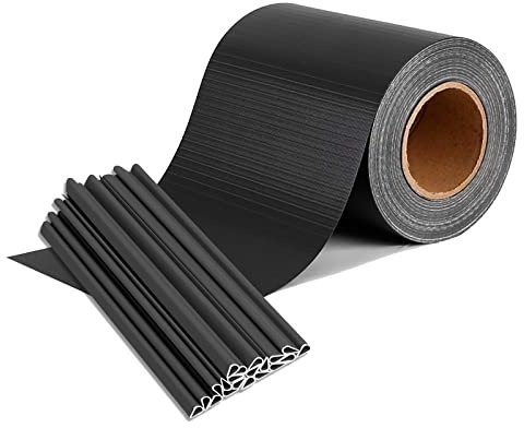 YRHome 35m x 19cm PVC Sichtschutzfolie Sichtschutzstreifen Doppelstabmatten Zaun Sichtschutz Zaunfolie Doppelstabmattenzaun mit 20 Befestigungsclips 450g/m² Stabmattenzaun Windschutz Anthrazit