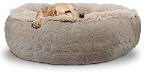 HACHIKITTY Dog Bed, Orthopedic, Round, X-Large, Taupe (30x24x16in), for Medium Large Dogs & Cats, Cooling Warming, Polyester, Hypoallergenic
