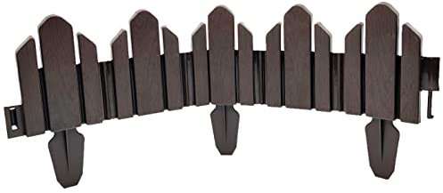 AC - Valla de Jardín - N.º 1 - Fabricado en Plástico PVC - Decoración Exterior - Flexible - Borde para césped, Plantas o Flores - 25 x 62 x 1 cm (Marrón Wengué)