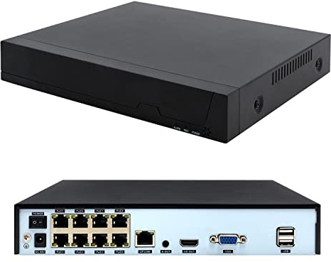 REVODATA 8CH PoE NVR, POE Netzwerk-Videorekorder (HD 1080P/3MP/4MP/5MP) für Überwachungssysteme, 8 Kanal Power Over Ethernet für IP-Kameras, ohne Festplatte (POE4008ES)