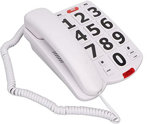 Stora Knappar för Seniorer, Fast Telefon med Sladd, Snabbval, Stora Knappar, Hög Volym för Hörsel och Synskadade Telefoner