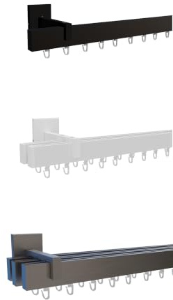 tilldekor Innenlauf Gardinenstange Square-LINE auf Maß 1-3 läufig, nach Maß | Weiß 2-lauf 240 cm, Vorhangschiene, Innenlaufschiene, Aluminium, leichtgängig, silber, schwarz, weiß