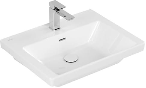 Villeroy & Boch Subway 3.0 Schrankwaschtisch, 600 x 470 mm, 1 Hahnloch, mit Überlauf, geschliffen, 4A706G, Farbe: Weiß Ceramicplus