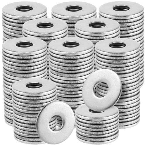 FUNSUEI 200 arandelas planas de acero inoxidable M6, arandelas de reparación de centavo, arandelas de reparación planas redondas M6, arandelas de metal pequeñas para tornillos y pernos, 6 x 18 x 1,6