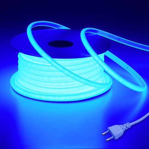 BENLUN AC 230V COB LED Streifen Aussenbereich Wasserdicht 20m 200W | Blau LED Strip Outdoor CRI 90+ 220V Direktanschluss für Zimmer und Außen Dekoration Beleuchtung Gaming