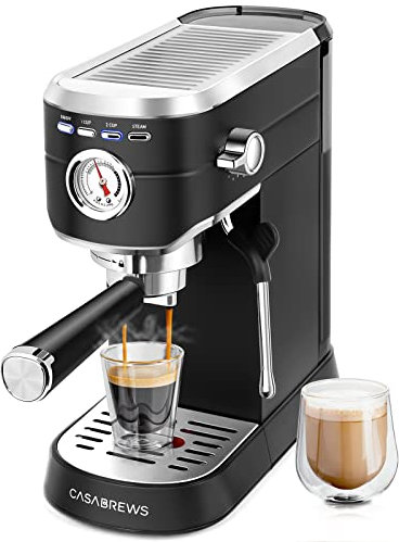 CASABREWS CM5418 Espresso Machine 20 Bar, Stainless Steel Espresso Maker with Milk Frother, Compact Cappuccino Machine for Home, Small Espresso Coffee Machine for Latte, Black