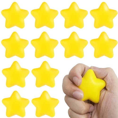 12 Stück Stern Stress Bälle,Stressbälle,Stressball,Antistressball | Kneten Stress Relief Emotionale Squeeze Ball,Mini Stressabbau Bälle Spielzeug für Erwachsene,Party Geburtstag