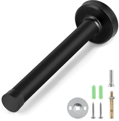 Misuyue Wandtürstopper Wand Edelstahl - 12cm Türstopper Wandmontage mit Gummi Puffer Enthält Befestigungsmittel - Türpuffer(schwarz)