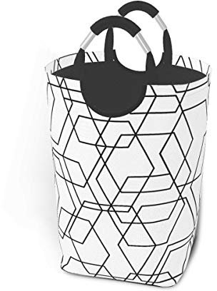 Panier à linge, panier à linge, organisateur de jouets, panier de pépinière étanche 50L, motif de carreaux avec ornement noir et blanc