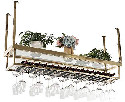 BTZHY Weinregal,Wandmontage – Edelstahl-Deckenständer für Stielgläser unter dem Schrank, Wein- und Champagnerkelchhalter, Glasvitrinen, Goldbarrenzubehör – 80 cm