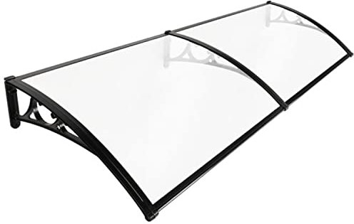 Vordach für Haustür, gebogen, Polycarbonat, Gartenüberdachung, Außenmarkise, Regenschutz, Abdeckung für Verandafenster, beständig gegen Regen und Schnee (Farbe: transparent, Größe: 160 x 80