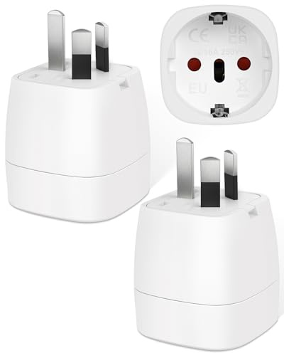 2 x Adaptador Enchufe Australia, Adaptador de Viaje Tipo I, Español 2 Patas Europa hacia 3 Pata China para Argentina Australia Chinos Nueva Zelanda Uruguay Fiji