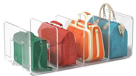 Holdes Handtaschenaufbewahrung für Schrank, Regaltrenner für Schränke aus transparentem Kunststoff für Handtasche, Organizer für Handtaschen, Handtaschenabtrenner, transparent mit 4 Schlitzen