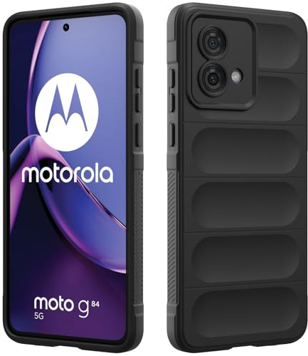 RIIMUHIR Funda Silicona Compatible con Motorola Moto G84 5G, Protectora de Cuerpo Completo, Antigolpes Carcasa, Protección Lente Cámara, Tacto Suave y Sedoso Caso (Negro)