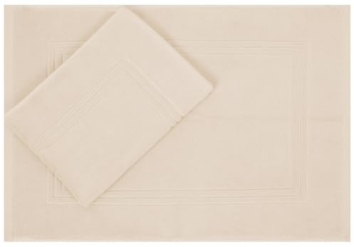 Betz 2 Stück Luxus Badvorleger Badematte Duschvorlage Gold Größe 50x70 cm Qualität 950g/m² 100% Baumwolle Farbe beige