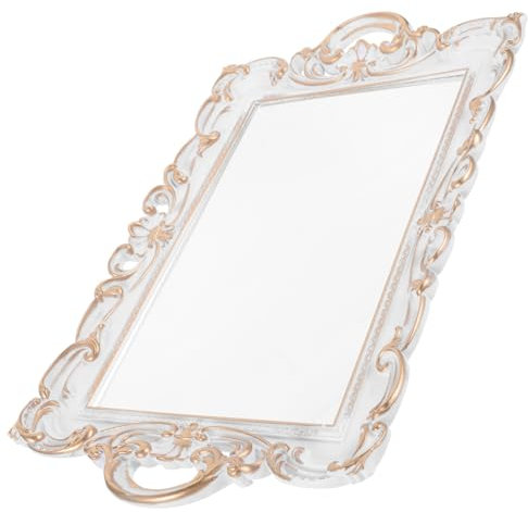 Plat de présentation de bibelots, assiette à dessert rectangulaire, palette de maquillage, bibelots, présentoir à gâteaux en plastique, plateau décoratif, plateau en verre miroir, plateau à bijoux/962