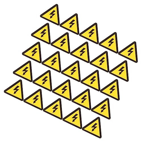 JECOMPRIS 25 Sheets Electric Shock Sign Sticker High Voltage Warning Sticker Yellow for Electric Fence and Panel Warning